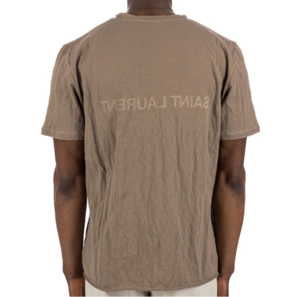 Saint Laurent Large? Reverse T-shirt Classic Tee Round Neck 100% Cotton Luxury - Picture 4 of 12